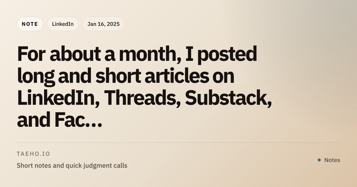 For about a month, I posted long and short articles on LinkedIn ...